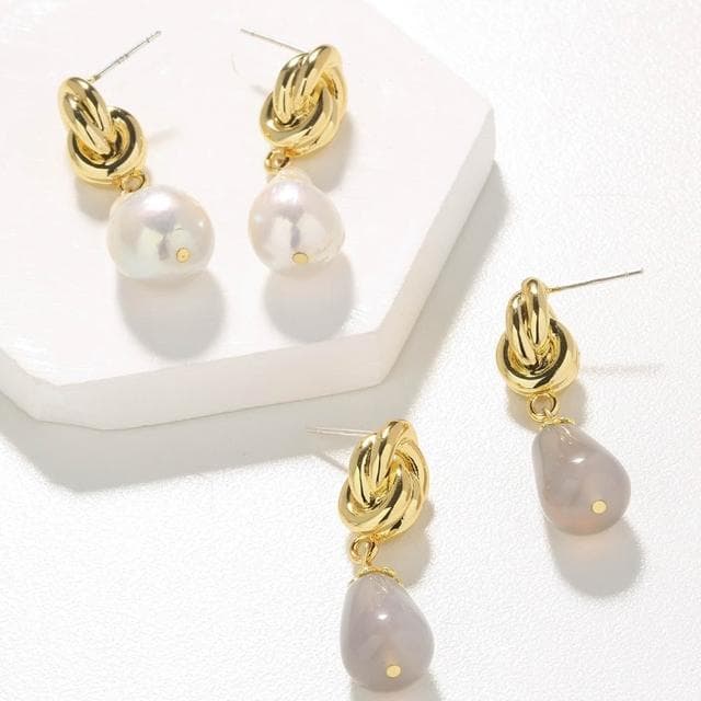 【MoonDy】飾品 耳環 女生耳環 油畫 天然灰水晶 巴洛克珍珠 小香風 純銀耳針 耳釘 耳飾 氣質耳環 百搭