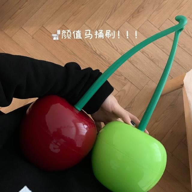 櫻桃馬桶刷  交換禮物創意造型馬桶刷 搞笑禮物 紅刷頭櫻桃馬桶刷 聖誕禮物 廁所刷套裝 塑料刷子清潔刷 大信百貨