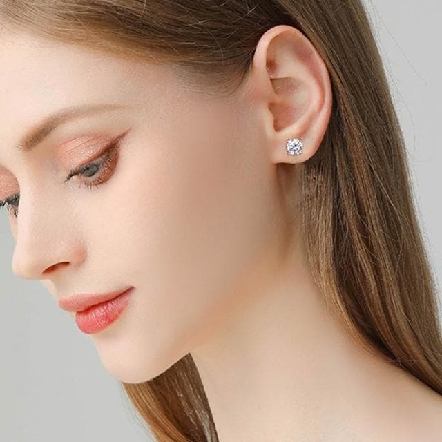 【LEESA】S925銀\耳飾\耳針\小香風耳環\氣質耳環\情人節禮物\飾品\耳環\女生耳環\莫桑石\純銀耳環\鋯石