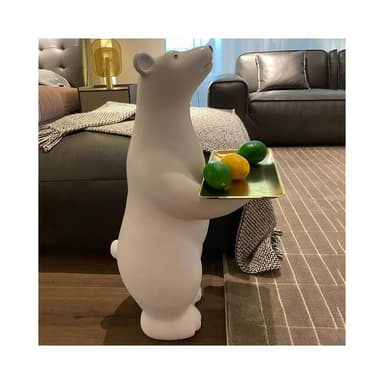 創意北極熊落地擺件大型動物收納託盤客廳玄關家居裝飾品喬遷禮物