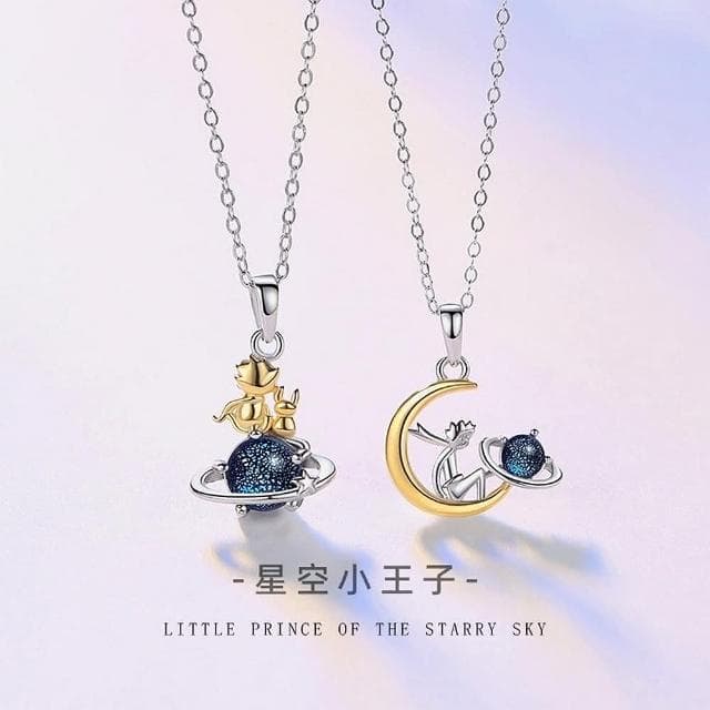 【巴黎精品】現貨+預購 925銀項鍊情侶對鍊星空小王子琉璃生日情人節禮物男女飾品2款v1ar45