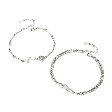 【巴黎精品】現貨+預購 925純銀手鍊情侶對鍊荊棘玫瑰森林系生日情人節禮物男女飾品2款v1ar57