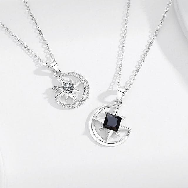 【巴黎精品】現貨+預購 925銀項鍊情侶對鍊星月之戀鋯石生日情人節禮物男女飾品2款v1ar78