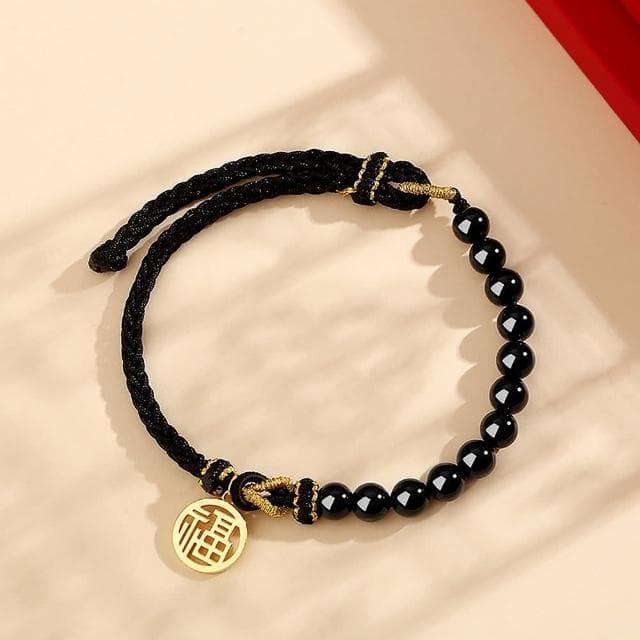 【巴黎精品】現貨+預購 925純銀手鍊情侶手繩福牌黑曜石瑪瑙生日情人節禮物男女飾品2款v1ar15