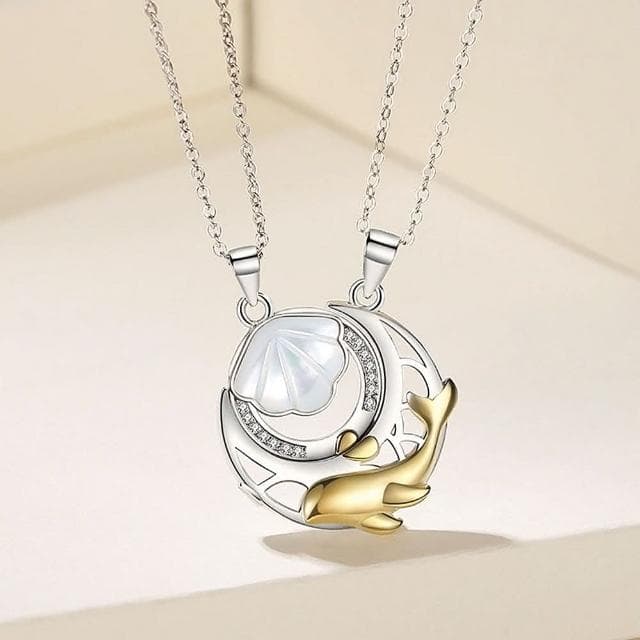 【巴黎精品】現貨+預購 925銀項鍊情侶對鍊今生有你鯨魚貝殼生日情人節禮物男女飾品2款v1ar37