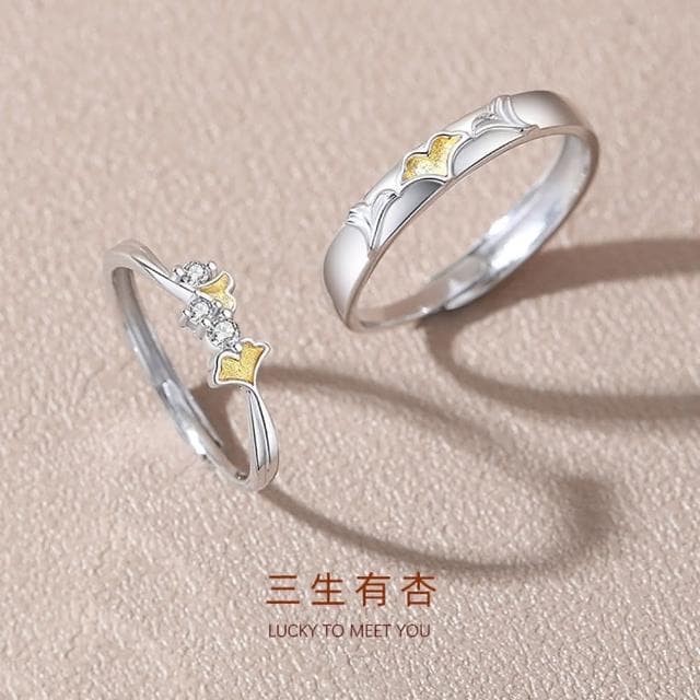 【巴黎精品】現貨+預購 925純銀戒指情侶對戒銀杏葉鋯石開口戒生日情人節禮物男女飾品2款v1ar40