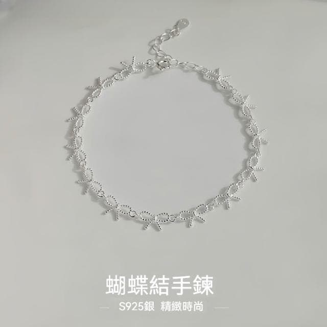 Q小姐 925純銀手鍊女韓國 蝴蝶結手鍊 銀飾手鍊 蛇骨手鍊 精品幸運手鍊 輕奢小衆手鏈女 高級感生日禮物 送女友閨蜜飾品