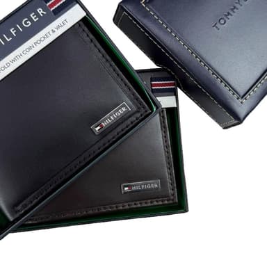 【Tommy Hilfiger】TOMMY HILFIGER 短夾 兩色 銘版 含零錢袋 皮夾  錢包 短夾  LOGO  生日禮物 禮盒 #7127