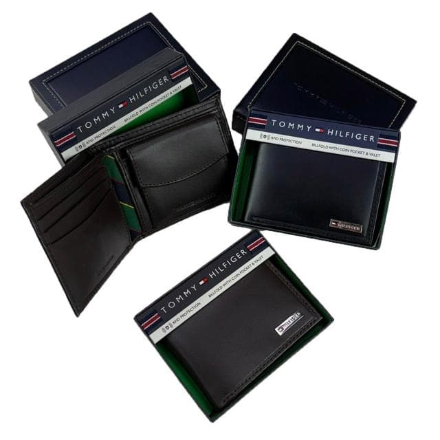 【Tommy Hilfiger】TOMMY HILFIGER 短夾 兩色 銘版 含零錢袋 皮夾  錢包 短夾  LOGO  生日禮物 禮盒 #7127