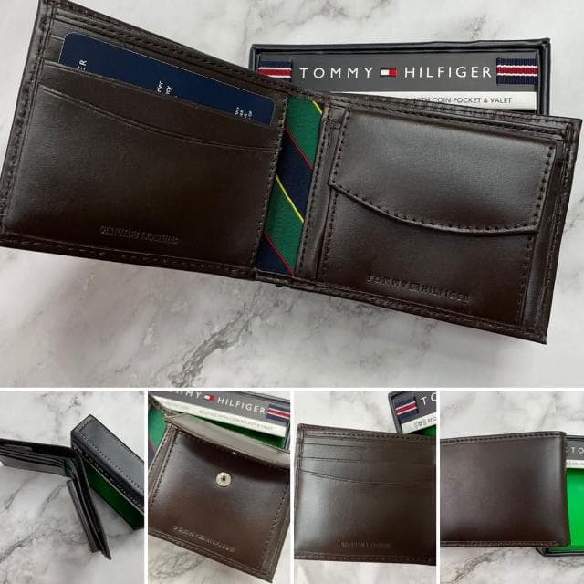 【Tommy Hilfiger】TOMMY HILFIGER 短夾 兩色 銘版 含零錢袋 皮夾  錢包 短夾  LOGO  生日禮物 禮盒 #7127