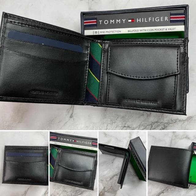 【Tommy Hilfiger】TOMMY HILFIGER 短夾 兩色 銘版 含零錢袋 皮夾  錢包 短夾  LOGO  生日禮物 禮盒 #7127