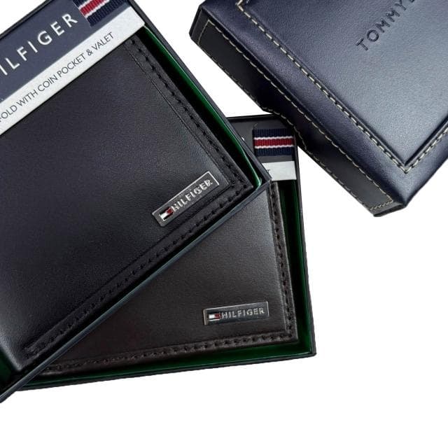 【Tommy Hilfiger】TOMMY HILFIGER 短夾 兩色 銘版 含零錢袋 皮夾  錢包 短夾  LOGO  生日禮物 禮盒 #7127