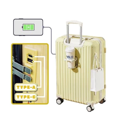 20吋奶油風旅遊行李箱旅行箱 登機箱 大容量行李箱 充電孔密碼鎖
