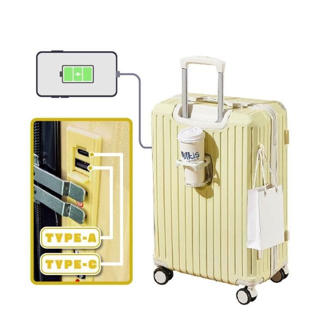 20吋奶油風旅遊行李箱旅行箱 登機箱 大容量行李箱 充電孔密碼鎖