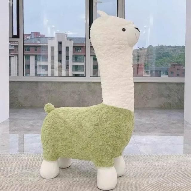 創意大號羊駝凳子客廳落地擺件毛絨動物座椅搬家禮物喬遷新居