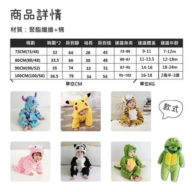 嬰兒衣服 嬰兒包屁衣 幼童衣服 嬰兒連身衣 包屁衣 動物包屁衣 毛怪包屁衣 毛怪衣服