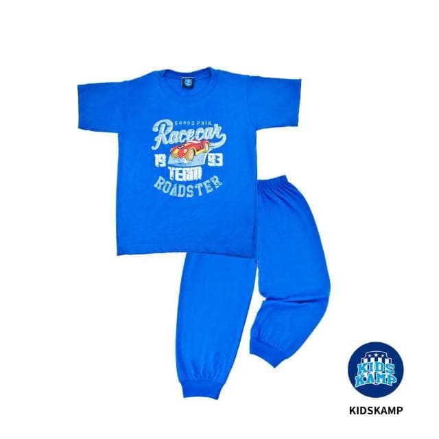 KidsKamp 兒童棉質印花睡衣套裝｜溫暖舒適家居服｜可愛童趣童裝 ｜兒童睡衣 ｜兒童節禮物 ｜畢業派對 ｜藍色跑車卡通睡衣