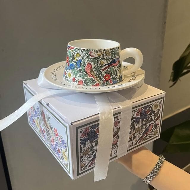MuShang 慕尚 禮品 伴手禮 莫里斯風活動禮物 畫復古花鳥咖啡杯碟 下午茶茶具