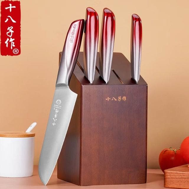 十八子作菜刀水果刀廚房套裝砍骨刀切片刀多用刀刀架五件套刀組合