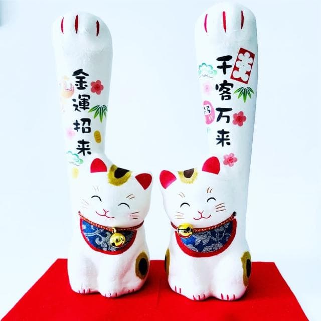日本龍虎堂招財貓 千客萬來 金運招來 招手遠方好運(開店送禮 業務送禮 開運小物 交換禮物 手長貓)