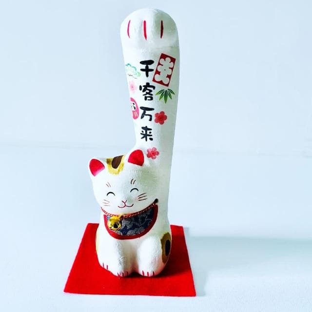 日本龍虎堂招財貓 千客萬來 金運招來 招手遠方好運(開店送禮 業務送禮 開運小物 交換禮物 手長貓)