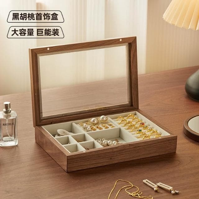 雲沐堂胡桃木首飾收納盒盒大容量高檔創意實木復古高級感輕奢禮物