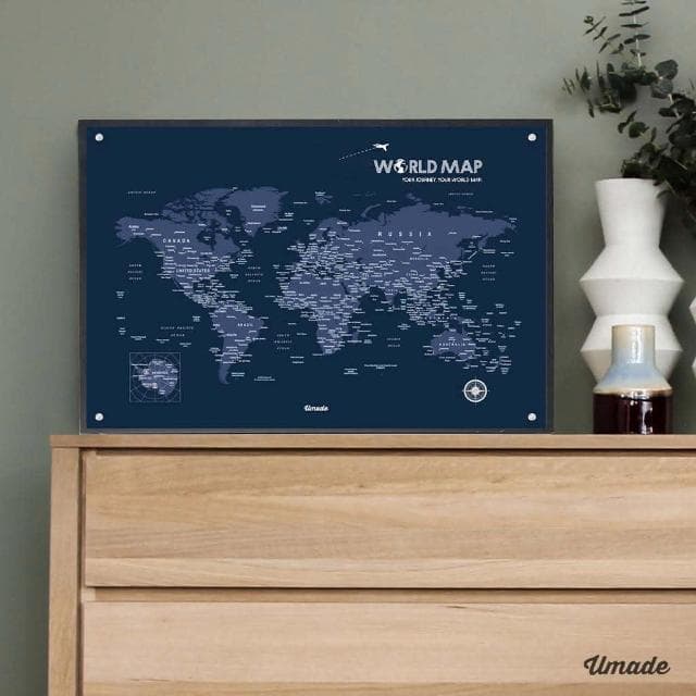 【Umade】世界地圖磁吸系列海報-單獨海報款 ４色 附磁鐵地標扣 (牆壁裝飾 房間佈置 居家情境裝飾 客廳 書房擺飾 旅行紀錄 情侶送禮 生日禮物)