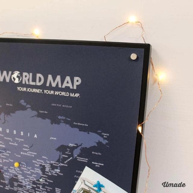 【Umade】世界地圖磁吸系列海報-單獨海報款 ４色 附磁鐵地標扣 (牆壁裝飾 房間佈置 居家情境裝飾 客廳 書房擺飾 旅行紀錄 情侶送禮 生日禮物)