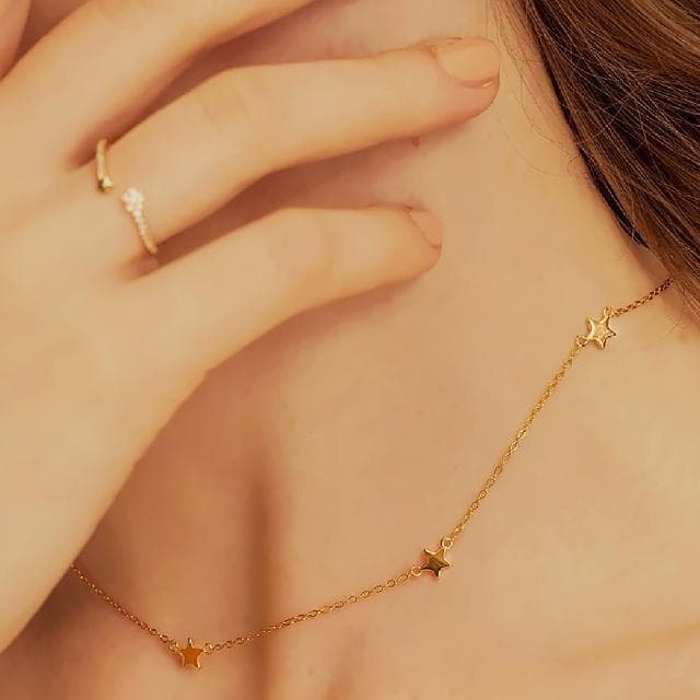 【CReAM】Darlene銀合金鍍18K金色 七顆五角星星女項鍊(生日 禮物 送禮 禮盒)