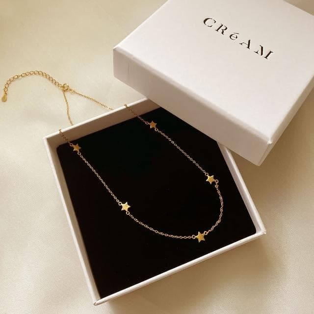 【CReAM】Darlene銀合金鍍18K金色 七顆五角星星女項鍊(生日 禮物 送禮 禮盒)