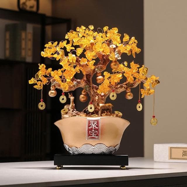 新款免運開光風水擺件 發財樹聚寶盆擺件 招財 聚財 客廳裝飾店鋪收銀台工藝品喬遷開業禮物