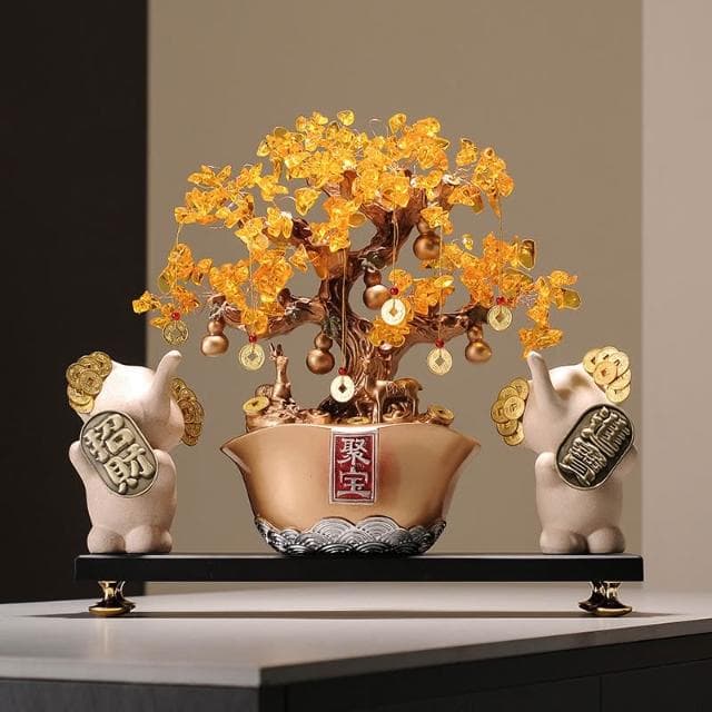 新款免運開光風水擺件 發財樹聚寶盆擺件 招財 聚財 客廳裝飾店鋪收銀台工藝品喬遷開業禮物