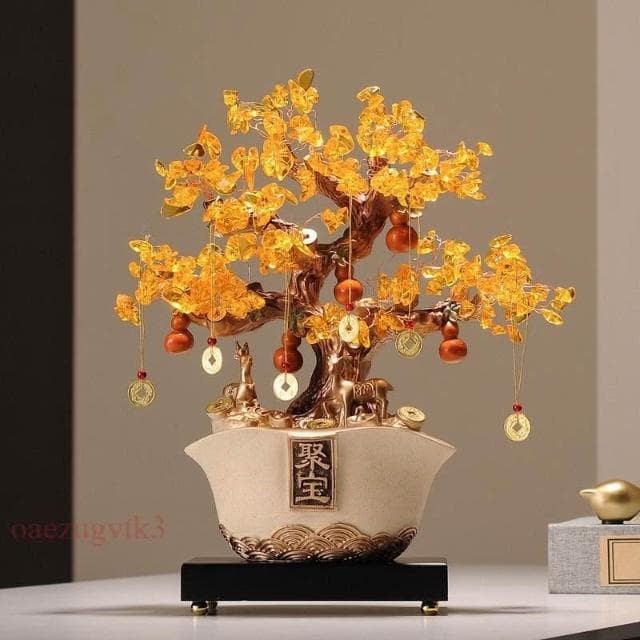 新款免運開光風水擺件 發財樹聚寶盆擺件 招財 聚財 客廳裝飾店鋪收銀台工藝品喬遷開業禮物
