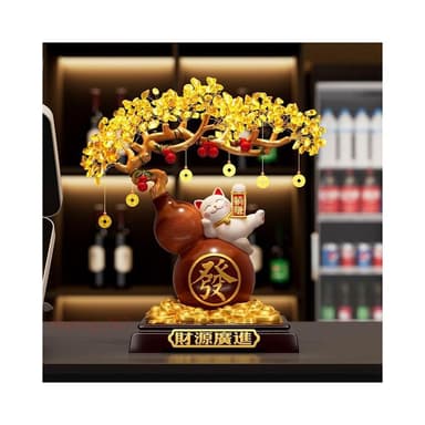 新款免運開光風水擺件 躺賺招財貓 發財樹 葫蘆擺件 客廳招財 中式客廳搬家禮物喬遷新居禮品