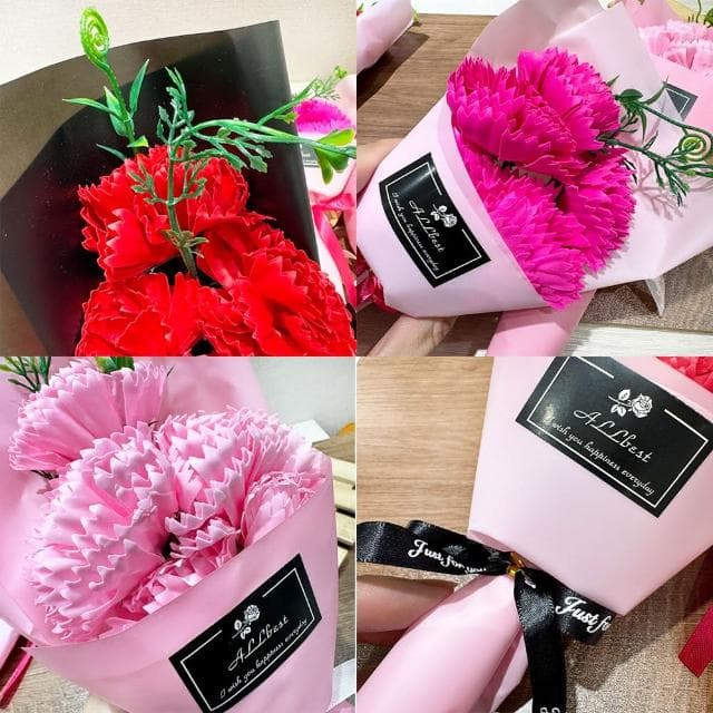 母親節 5朵花 康乃馨 香皂花束 婚禮小物 人造花 乾燥花 情人節 畢業禮物 假花
