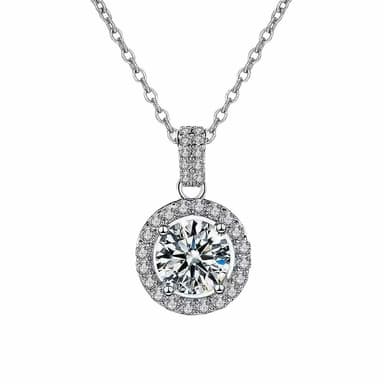 【巴黎精品】現貨+預購 莫桑鑽石項鍊飾品配件925純銀項鍊-1克拉圓包滿鑽鎖骨鍊莫桑鑽項鍊女飾品p1as32