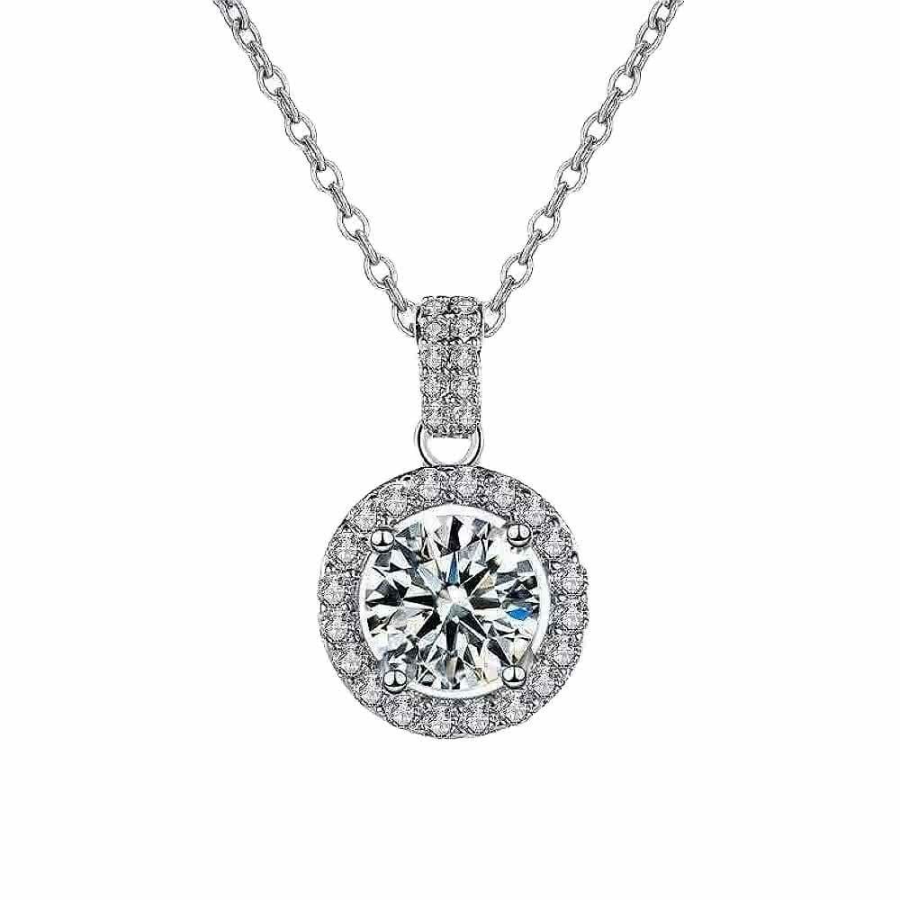 【巴黎精品】現貨+預購 莫桑鑽石項鍊飾品配件925純銀項鍊-1克拉圓包滿鑽鎖骨鍊莫桑鑽項鍊女飾品p1as32