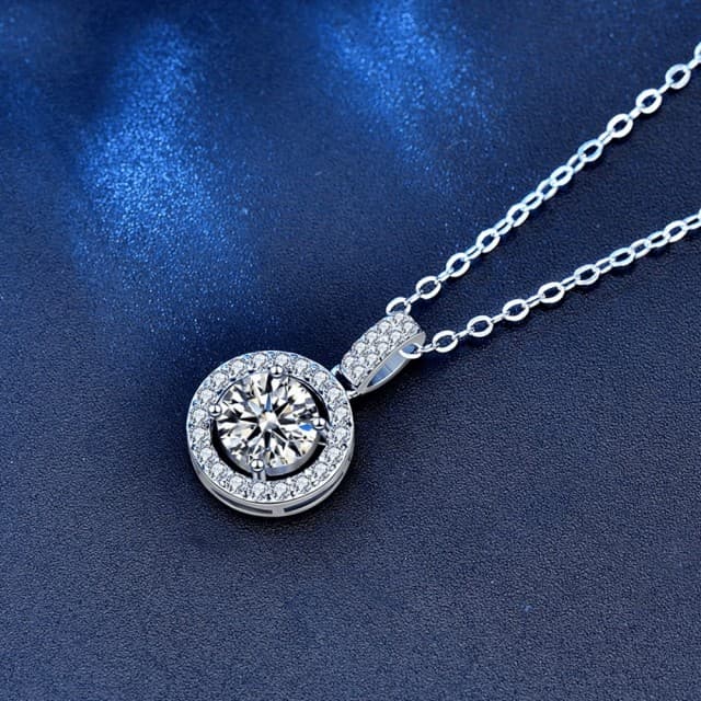 【巴黎精品】現貨+預購 莫桑鑽石項鍊飾品配件925純銀項鍊-1克拉圓包滿鑽鎖骨鍊莫桑鑽項鍊女飾品p1as32
