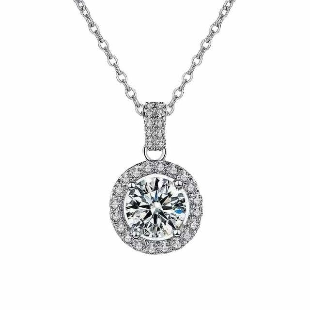 【巴黎精品】現貨+預購 莫桑鑽石項鍊飾品配件925純銀項鍊-1克拉圓包滿鑽鎖骨鍊莫桑鑽項鍊女飾品p1as32
