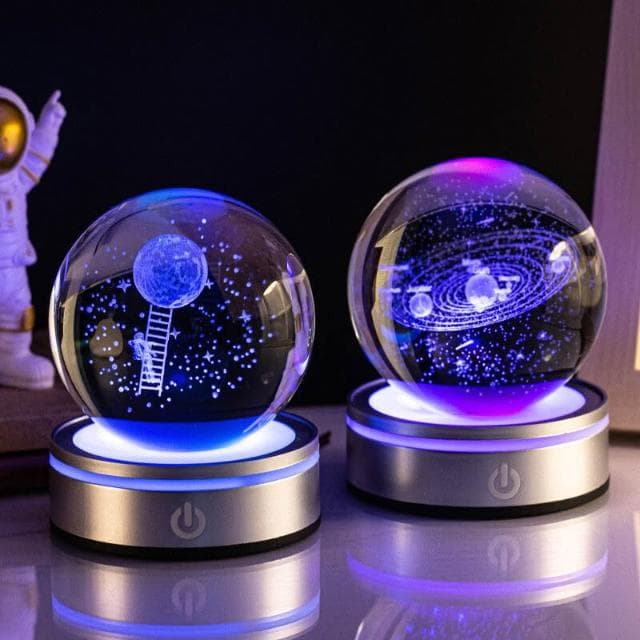 星係水晶球 夜燈 小檯燈 星球燈 土星燈 小夜燈 水晶球家居桌麵小夜燈網紅雲朵送男女朋友創意精緻情人節禮物老婆