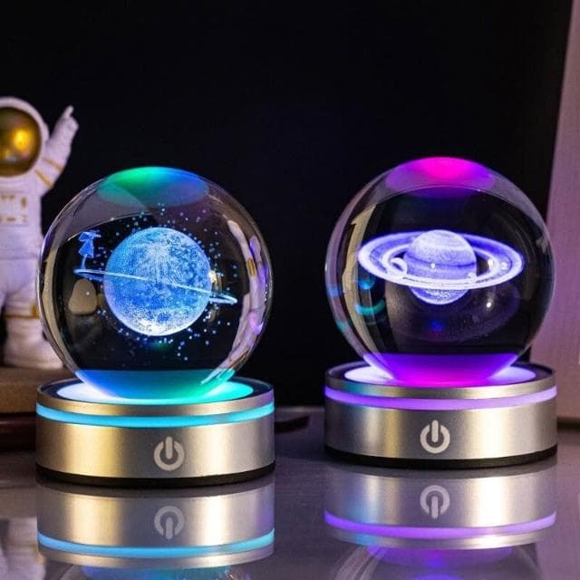 星係水晶球 夜燈 小檯燈 星球燈 土星燈 小夜燈 水晶球家居桌麵小夜燈網紅雲朵送男女朋友創意精緻情人節禮物老婆