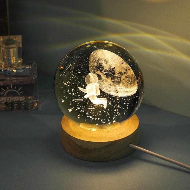 晶球 小夜燈擺件 學生夜燈 水晶球夜燈 水晶球 海豚髮光水晶球桌麵擺件小夜燈男生生日禮物送女生閨蜜高級感聖誕
