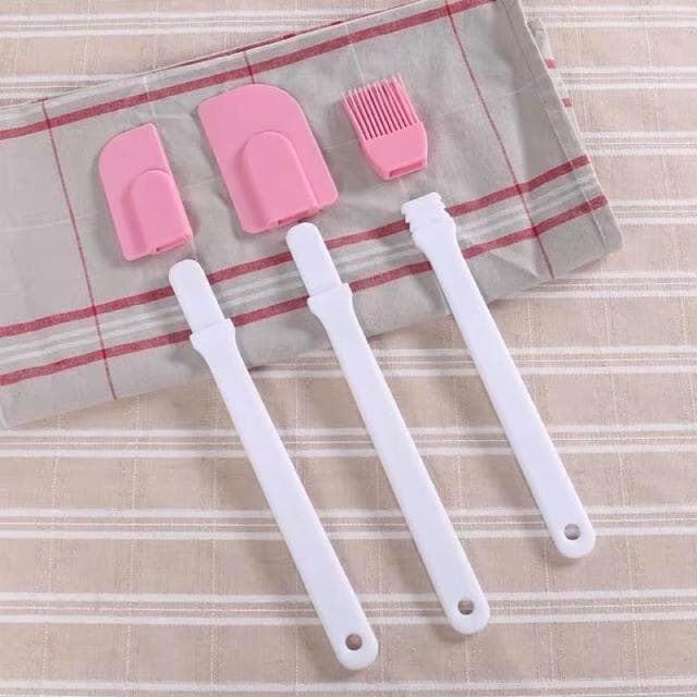✿禎巧妙✿ 台灣現貨 矽膠三件套 兩把矽膠刮刀 3件超值套裝 烘焙工具 新品粉色矽膠三件套 兩把矽膠刮刀+矽膠刷 耐高溫矽膠奶油刷燒烤刷烤肉刷子、油刷