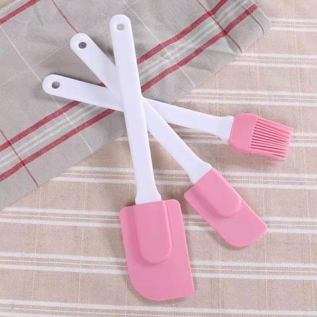 ✿禎巧妙✿ 台灣現貨 矽膠三件套 兩把矽膠刮刀 3件超值套裝 烘焙工具 新品粉色矽膠三件套 兩把矽膠刮刀+矽膠刷 耐高溫矽膠奶油刷燒烤刷烤肉刷子、油刷
