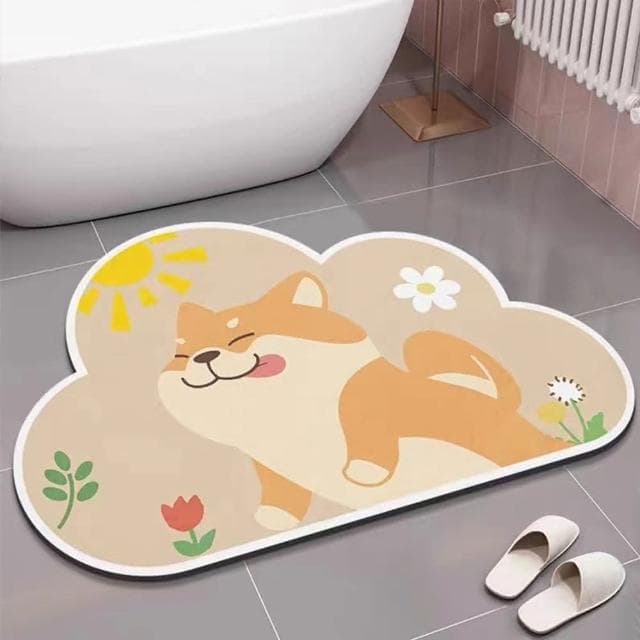 【富居閣】現貨45×70cm卡通動物異型 卡通貓咪 防水防油 廚房地墊珪藻土地墊 矽藻土軟地墊 防滑地墊 吸水地墊 入厝 入厝禮