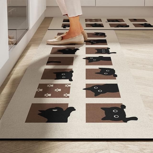 【富居閣】現貨45×70cm卡通動物異型 卡通貓咪 防水防油 廚房地墊珪藻土地墊 矽藻土軟地墊 防滑地墊 吸水地墊 入厝 入厝禮