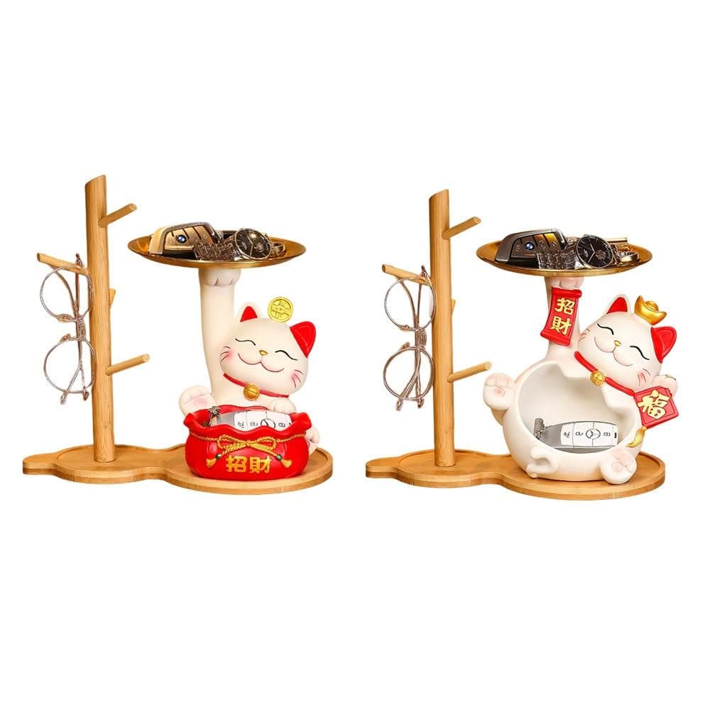 舒而嘉招財貓收納擺飾(玄關收納 鑰匙收納 桌上收納 擺件 新年裝飾 過年布置 開業禮物 送禮 交換禮物)