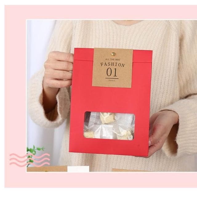 禎巧妙 台灣現貨  日式開窗自立袋 新年/聖誕日式開窗自立袋 日系簡約 質感開窗自立袋 新年 聖誕節 自立紙袋 包裝盒 禮盒 手工餅乾盒