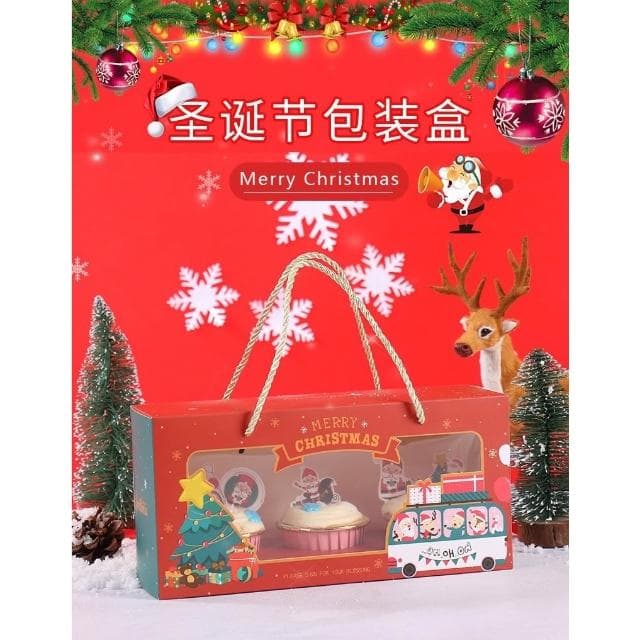 禎巧妙 台灣現貨 蛋糕盒 聖誕/新年 3格手提蛋糕盒（送插卡）3格手提蛋糕盒 蜂蜜包裝禮盒 手提紙盒 聖誕節包裝盒 新年禮盒 燕窩禮品盒 聖誕馬芬禮品盒