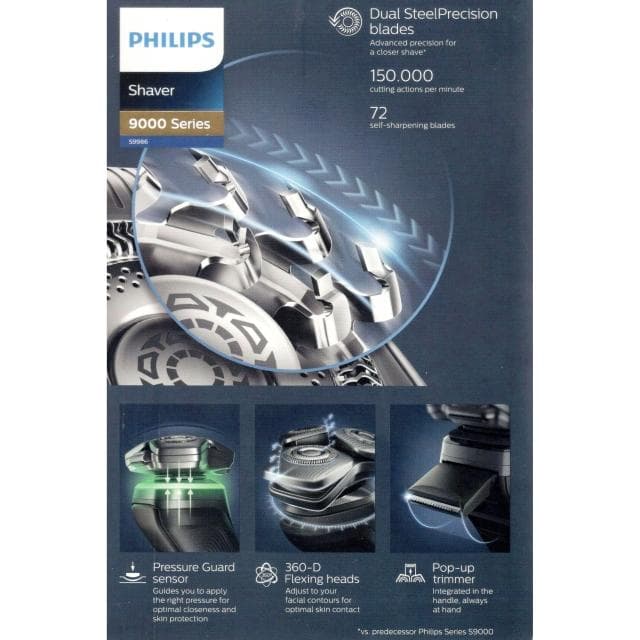 5Cgo🏆全新公司貨 荷蘭製 代理商公司貨 Philips 飛利浦 S9000 智能系列三刀頭電鬍刀 S9986/50 內含:電鬍刀、彈出式鬢角刀、無線清洗座 #141938